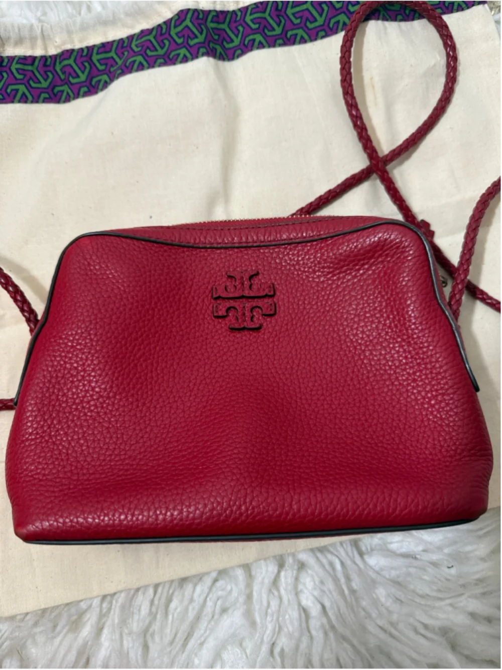 Tory Burch Deep red crossbody with braided strap small